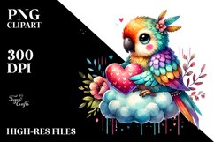 Cute Boho Parrot Artwork, PNG Product Image 2