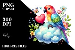 Cute Boho Parrot Illustration, PNG Product Image 2