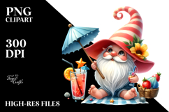 Whimsical Gnome Drinking a Cocktail, PNG Product Image 2