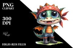 Watercolor Baby Dragon with Hat PNG Product Image 2