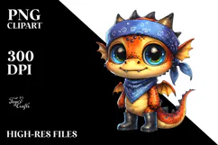 Expressive Baby Dragon with Tie PNG Product Image 2