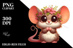 Charming Mouse with Flower Crown PNG Product Image 2