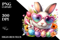 Easter Bunny Heart Sunglasses PNG Product Image 2