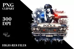 Funny Police Car Stars Sticker Clipart Product Image 1