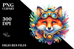Colorful Fox with Scuba Helmet PNG Product Image 2
