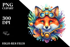 Colorful Fox with Scuba Helmet PNG Product Image 2