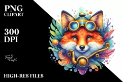 Colorful Fox with Scuba Helmet PNG Product Image 1