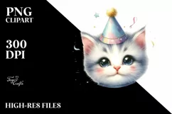 Cute Baby Cat Party Hat PNG Product Image 1