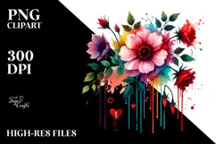 Colorful Watercolor Moon with Hearts PNG Product Image 2