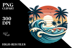 Retro Tropical Beach Waves Clipart Tshirt, 20 oz Tumbler Product Image 2