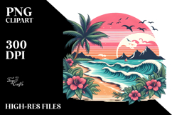 Retro Tropical Beach Waves PNG Product Image 2