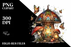 Magical Mushroom with Watercolor Splash PNG Product Image 1