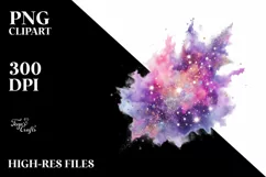 Colorful Purple Watercolor Splash with Glitery Texture | Product Image 3