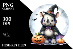 dressed for Halloween Baby Rhino PNG Product Image 2
