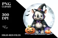dressed for Halloween Baby Rhino PNG Product Image 3