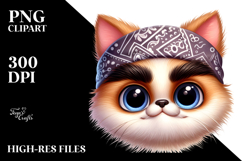 Silly Cartoon Cat with Bandana PNG Product Image 2