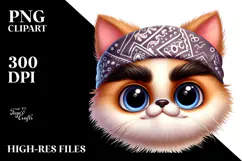Silly Cartoon Cat with Bandana PNG Product Image 2