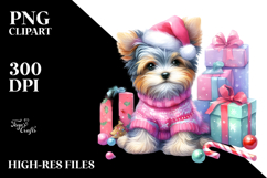 Cute Yorkipoo with Christmass Gifts PNG Product Image 2
