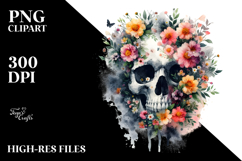 Skull Made of Spring Flowers PNG Product Image 2