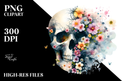 Half Skull Spring Flowers PNG Product Image 2