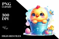 Colorful Smiling Baby Chicken with Bubbly Bucket | Product Image 1