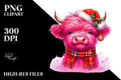 Cute Vibrant Highland Cow New Year PNG Product Image 2