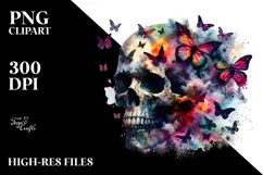 Butterfly Skull Butterfly Silhouettes PNG Product Image 2