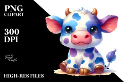 Cute Baby Cow in Style PNG Product Image 2