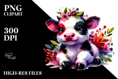 Cute Baby Cow in Style PNG Product Image 2