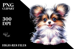 Watercolor Baby Papillon PNG Product Image 2