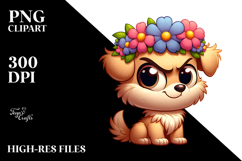 Sarcastic Puppy with Flower Crown PNG Product Image 2