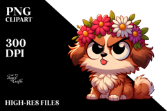 Sarcastic Puppy with Flower Crown PNG Product Image 2