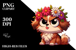Sarcastic Puppy with Flower Crown PNG Product Image 2