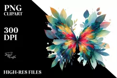 Abstract Butterfly with Plant Leaves PNG Product Image 1