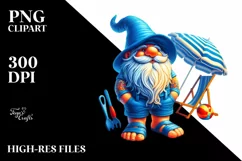 Detailed Beach Gnome in Blue Accent Clothes | Clipart Product Image 1