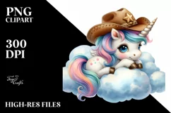 Colorful Baby Unicorn Cowboy Hat Lofty Cloud Product Image 1