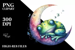 Vibrant Watercolor Whimsical Frog Moon Product Image 3