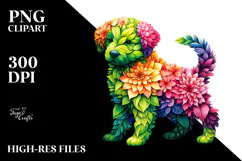 Vibrant Flower Puppy PNG Product Image 2