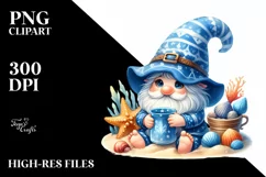Detailed Cute Gnome in Watercolor | Sublimation Clipart Product Image 1