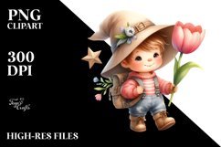 Baby Gnome with Tulip PNG Product Image 2