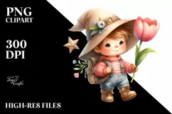 Baby Gnome with Tulip PNG Product Image 2