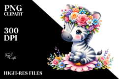 Pastel Zebra Flower Crown | Sublimation | Clipart Product Image 2
