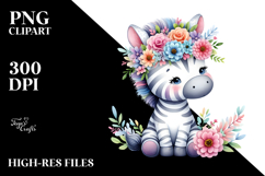 Pastel Zebra Flower Crown | Sublimation | Clipart Product Image 2