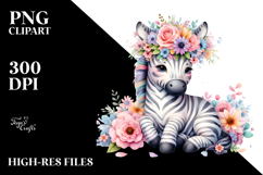 Pastel Zebra Flower Crown | Sublimation | Clipart Product Image 2