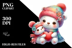 Colorful Baby Polar Bear with Heart PNG Product Image 2