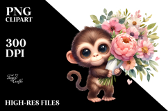 Funny Flower Monkey Carrying Large Bouquet Product Image 2