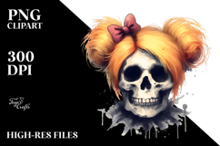 Skull with Hair and Bow Ratattouille PNG Product Image 2