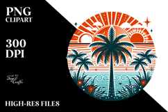 Retro Tropical Tree Sun, PNG Product Image 2