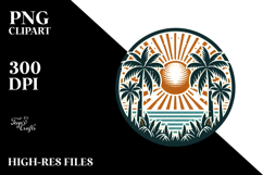 Retro Tropical Tree Sun, PNG Product Image 2