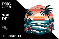 Retro Tropical Beach Sunset 20 oz Tumbler PNG Product Image 2